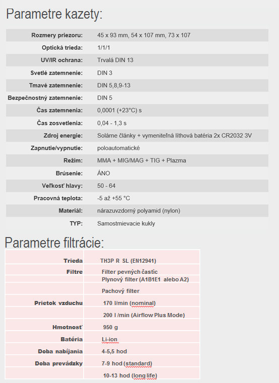 parametre speedglas